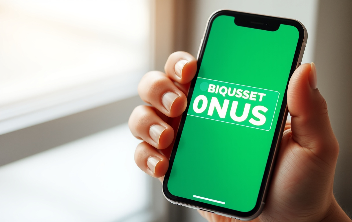 En person som holder en mobiltelefon med en melding om casino bonus uten innskudd