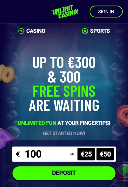 Unlimit Casino forside på mobil, skjermbilde fra mobilmålingen 1. oktober 2026