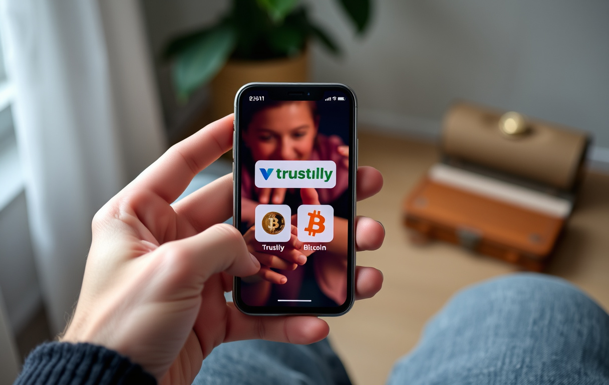 Mobiltelefon med betalingsikoner for casino – Visa, Trustly, Bitcoin og lommebok
